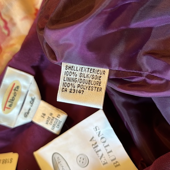 Vtg TALBOTS Size 14 100% Washed Silk Deep Plum Purple Scalloped Trim $188 NEW - Picture 13 of 16